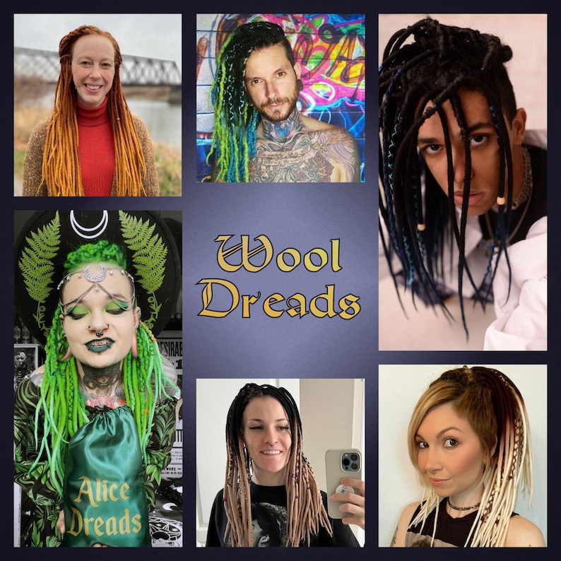 Wool Dreads Extensions: Brown Burgundy White Ombre Braids with wrapped accents image 11