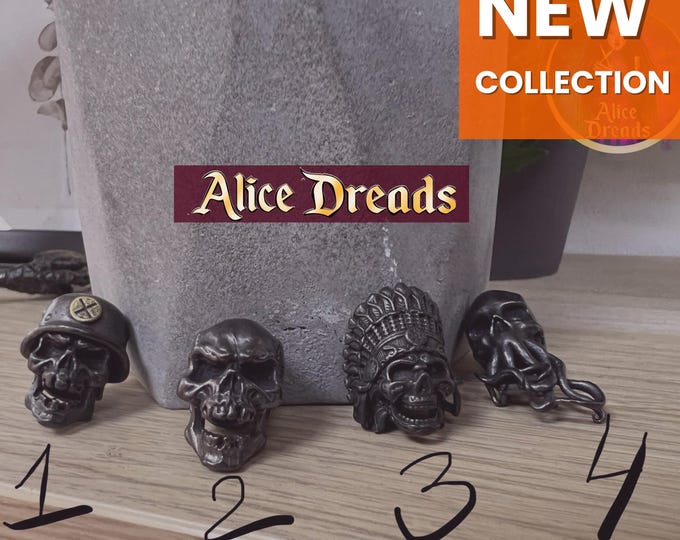 Brass Skull Dreadlock Bead: Indian, Octopus, Soldier King - Paracord Lanyard Accessory