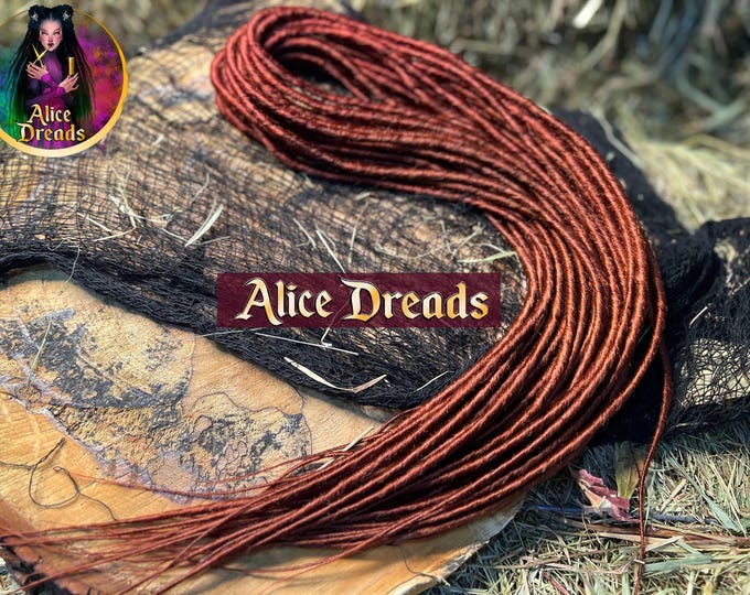 Set of synthetic dreads for ginger auburn hair ombre double single ended dreadlocks extensions