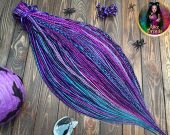 Space Synthetic Dreads: purple, blue, pink, lavender, magenta Cosmic Braided Dreadlocks