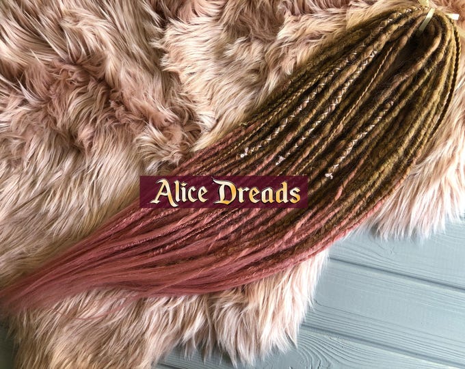 Synthetic Double Ended Dreads: Sahara Blonde to Victorian Rose Ombre pastel powder loose ends