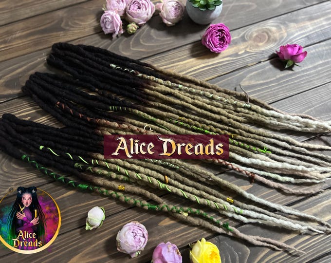 Wool Dreads on Clips: Brown Blonde Shades, Boho chic Hair Accessories