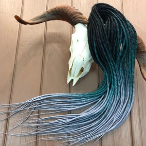 Emerald green set of ombre DE dreads hair extensions for black dark silver grey gray double ended dreadlocks image 6