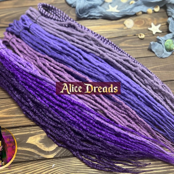 Extension per dreadlock all'uncinetto "Violet dreams": dreadlock sintetici viola lavanda con torsioni