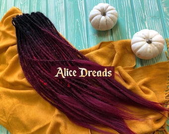 Black Burgundy Ombre Crochet Synthetic Dreadlocks: Natural Look DE/SE Dreads