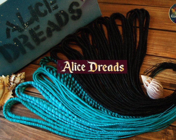 Ombre Synthetic Dreads: Turquoise & Black Double Ended Hair Extensions