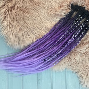 Dreadlock extensions synthetic dreads accent custom double single ended dreadlocks black purple lavender set of natural look dreads