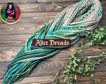 Wool Dreads "Dryad": Blonde to Green Ombre, Viking Twists, Boho Locks