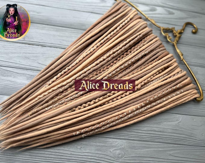 Blonde Wool Dreads Set: Beige, Nude, Blonde Hair Extensions, natural color double single dreadlocks