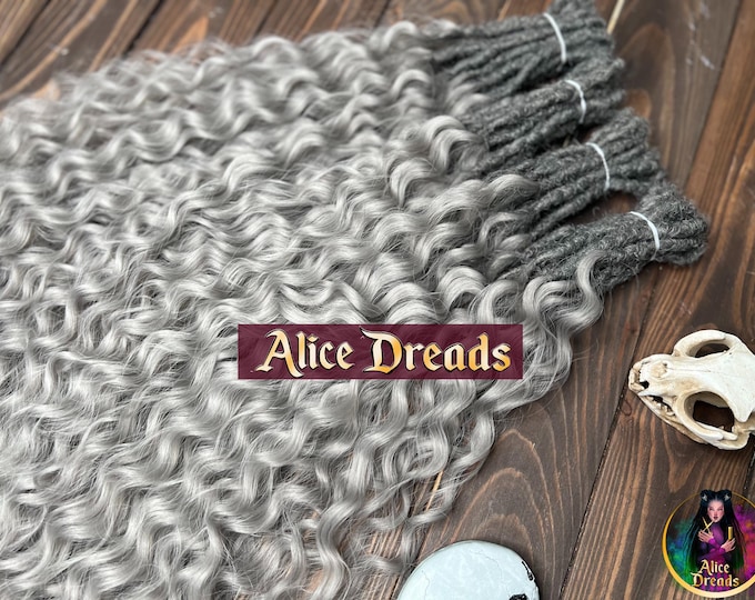 Curly Gray Dreadlock Extensions: Wavy Synthetic Hair Dreads