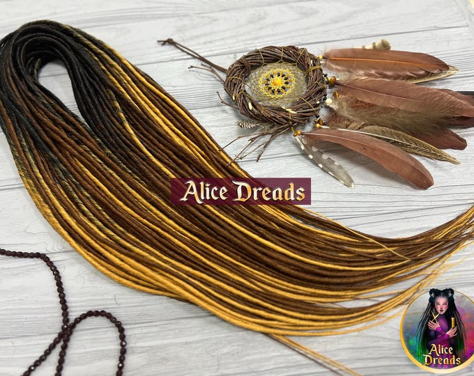 Ombre Brown and Yellow Soft Dreadlock, Double Ended Dreads Set