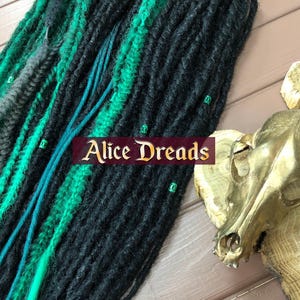 Dreadlock extensions Set of synthetic dreads double ended custom dreadlocks black green turquoise wrapped Mermaid Tail Braid hair