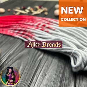 Platinum light gray synthetic dreads to RED ombre hair extensions double single ended thin dreadlocks