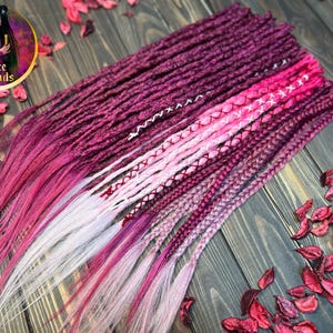 Crochet synthetic dreads &quot;Viva Magenta!&quot; pink fuchsia accent set double ended DE dreads dreadlocks full head hair extensions party locks