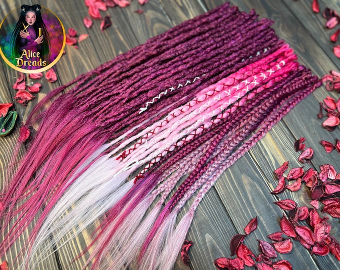 Crochet Synthetic Dreads: "Viva Magenta!" Pink Fuchsia DE Hair Extensions