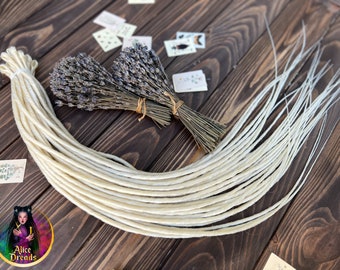 Set of thin synthetic dreads in light blonde platinum blond hair extensions