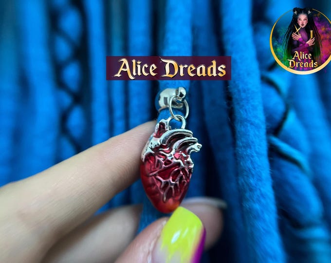 Metal Heart Dreadlock Bead: Gothic Hair Jewelry