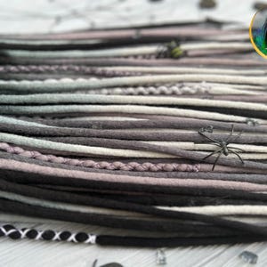 Wool dreads in shades of gray and black ombre dreadlocks with wrapped accents image 5