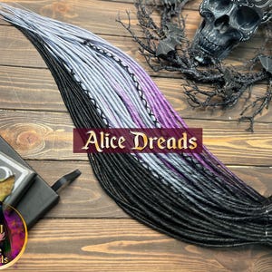 Set of synthetic dreads black purple grey silver ombre double single ended dreadlocks extensions