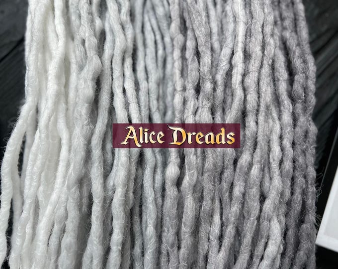 White-Silver-Gray Dreads: Long Crochet Synthetic Dreadlocks Full Head