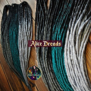 Dreadlock extensions Set of synthetic double ended dreads DE dreadlocks thin black gray green