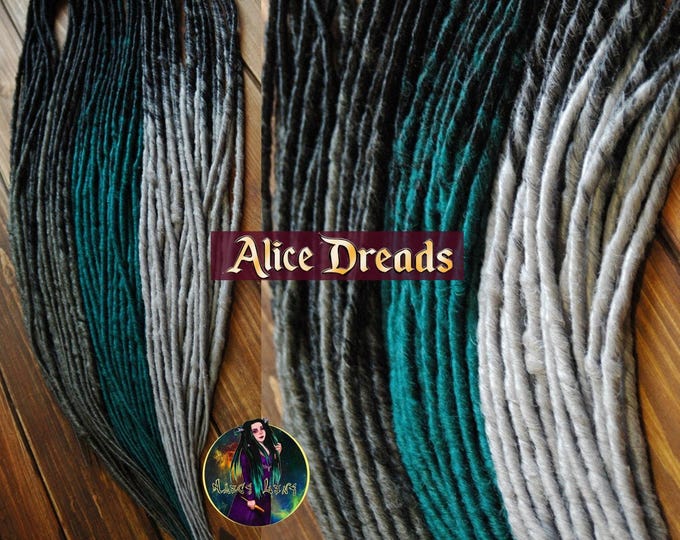 Dreadlock extensions Set of synthetic double ended dreads DE dreadlocks thin black gray green