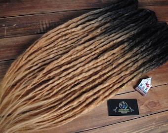 Dreadlock extensions Set of natural look synthetic dreads double ended custom dreadlocks black blonde ombre with loose ends