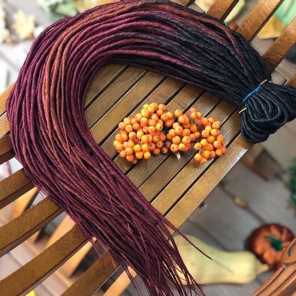 Black to reddish hair extensions set of ombre DE dreads Brown Burgundy Red Cherry for black double ended dreadlocks