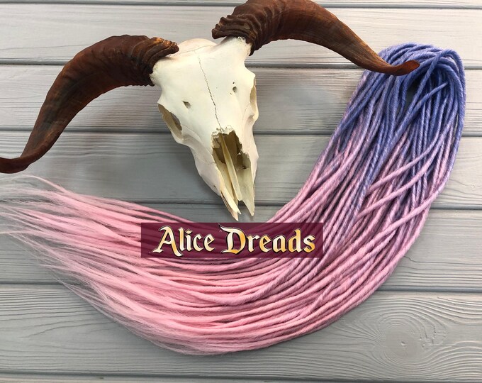 Blue Pink Ombre Synthetic Dreads | Pastel Boho Cyber Goth Hair Extensions