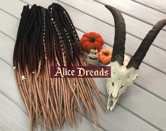 Wool Dreadlocks Extensions: Black, Brown, Beige Ombre DE/SE dreads