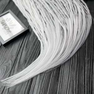 Full set of white silver gray grey shades long crochet synthetic double ended DE dreads natural dreadlocks full head hair extensions grey image 4