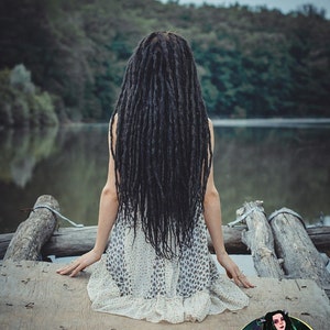 Full set of black long crochet synthetic double ended DE dreads natural dreadlocks full head hair extensions