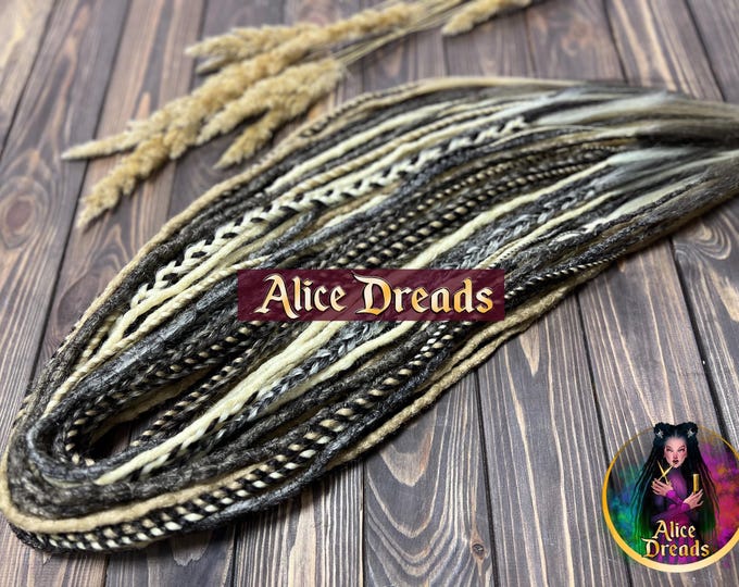 Crochet Dreadlock Extensions "Boho": Darkest Brown & Blonde Synthetic Dreads