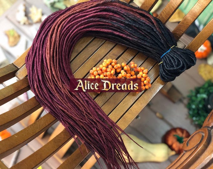 Ombre DE Dreads: Black to Burgundy Red, Synthetic Dreadlocks