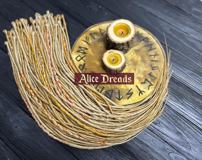 Honey Blonde Synthetic Dreadlock Extensions: Thin DE Dreads with wrapped  Accents