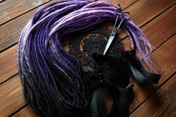 Full Set Ombre De Dreads Black Ombre Dark Purple Lavender Hair Accessories Extensions Double Ended Dreadlocks