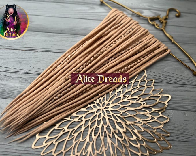 Sandy Blonde Wool Dreads: Beige Hair Extensions, Single or Double Ended dreadlocks