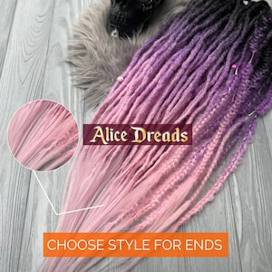Dreadlock extensions with dreads beads crochet synthetic dreadlocks with fluffy braids black to purple to light pink rose