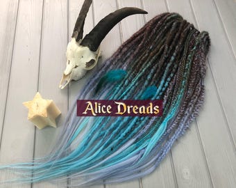 Dark Brown to Aqua Blue Crochet Dreadlocks: Long Synthetic  display picture 2