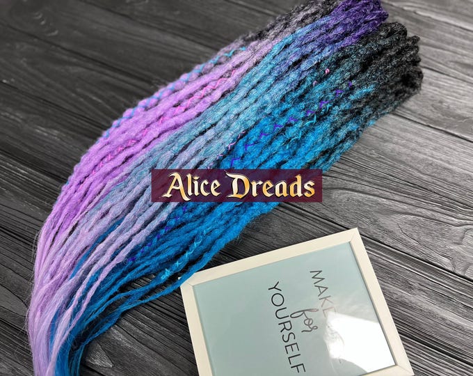 Ombre Synthetic Dreadlock Extensions: Black, Lavender, Purple, Blue