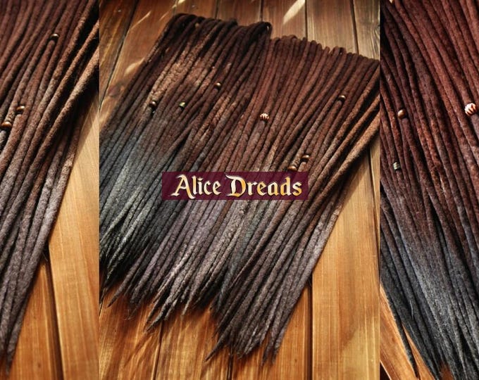 Wool Dreadlock Extensions: Dark Brown to Gray Double Ended Dreads