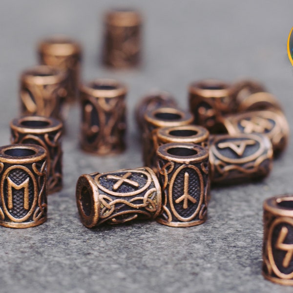 Viking dread accessories, Bead for dreads, Hair beads, Dreadlock Beads, rune beads, scandinavian runes, scandinavian alphabet, norse runes