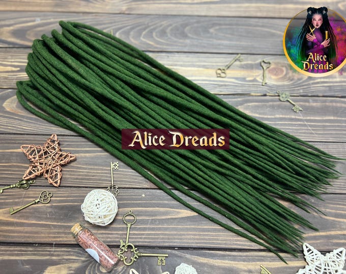 Wool dreads olive green dark army "Hunter" wool dreadlocks