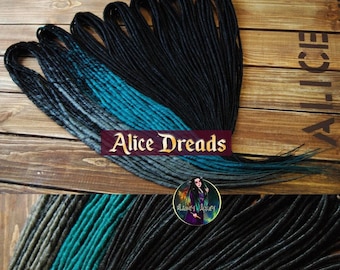 Ombre Synthetic Dreadlocks: Black, Emerald Green, Dark Gray Faux Dreads