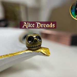 Brass Skull Dreadlock Bead: jack Halloween, Christmas Nightmare, Paracord Lanyard Accessory
