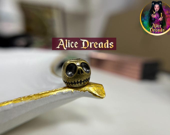 Brass Skull Dreadlock Bead: jack Halloween, Christmas Nightmare, Paracord Lanyard Accessory