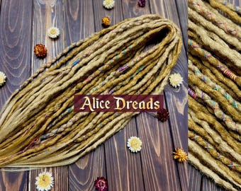 Crochet dreads in honey blonde dark blond sahara colours customized handmade synthetic dreadlocks