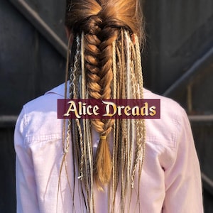Boho Accent Dreadlock Set, Brown & Blonde Thin SE DE Dreads with Braids and Twists, Handmade Hair Extensions