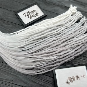 Full set of white silver gray grey shades long crochet synthetic double ended DE dreads natural dreadlocks full head hair extensions grey image 5