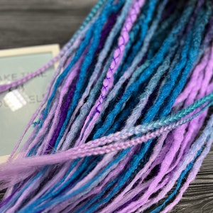 Synthetic dreads, Hair extensions, Double ended dread, Ombre de dread, Synthetic dread set, Crochet deadlock extensions, Purple dreadlocks image 3